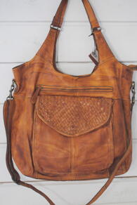 BY BURIN - CHANNA LARGE LEATHER BAG - COGNAC
