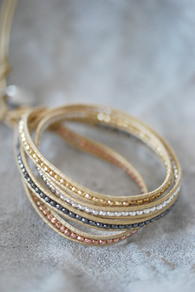 ARMBAND 4 VARV - LÄDER/GULD/SILVER/KOPPAR