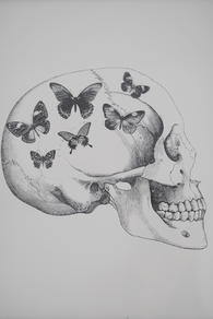 PRINT - SKULL WITH BUTTERFLY